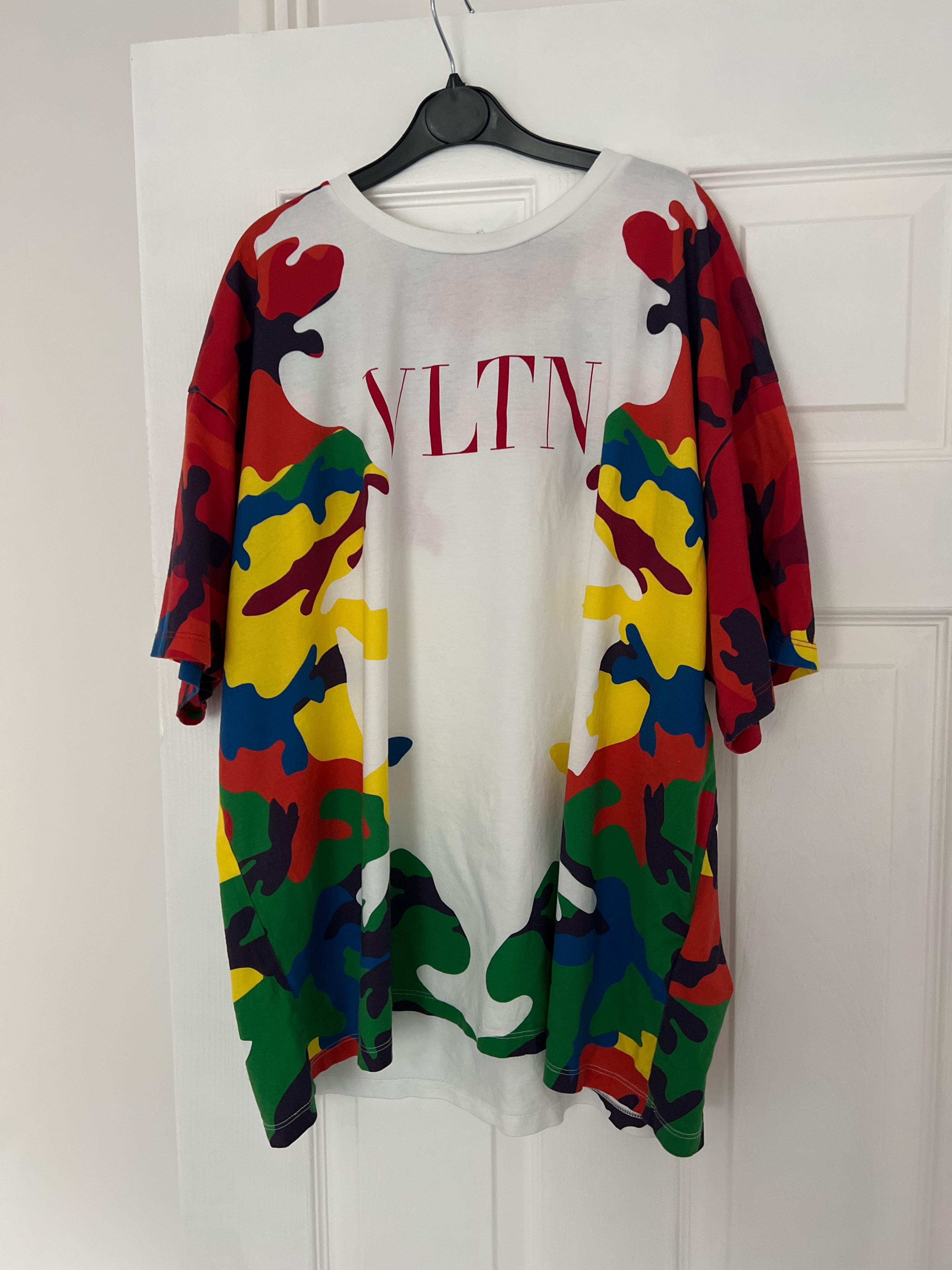 Men's Valentino Multicolour VLTN camouflage t-shirt Size L Camo cotton