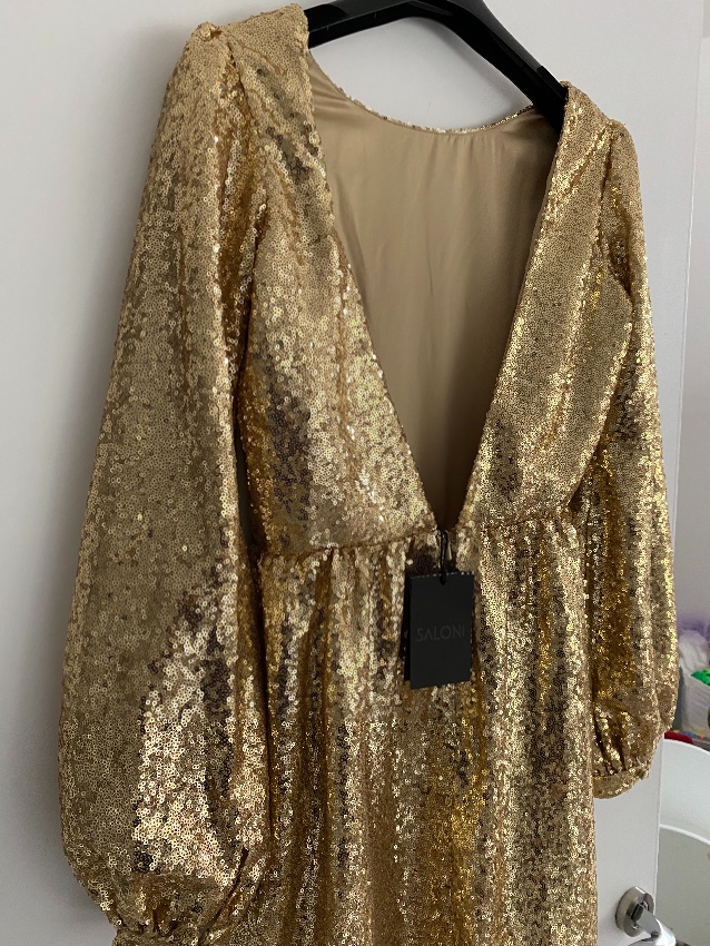 Saloni Camille sequinned mini dress Size S Yellow polyester