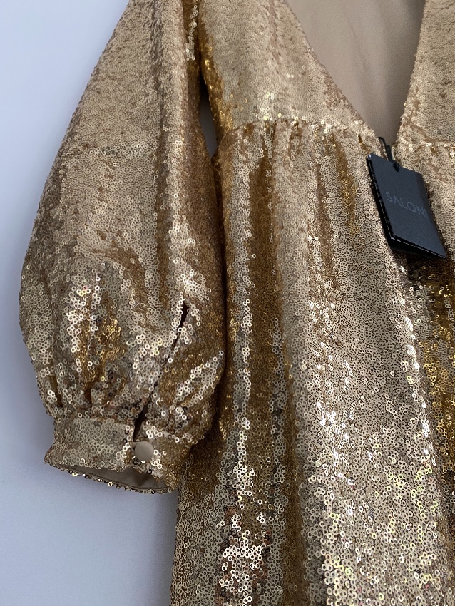 Saloni Camille sequinned mini dress Size S Yellow polyester