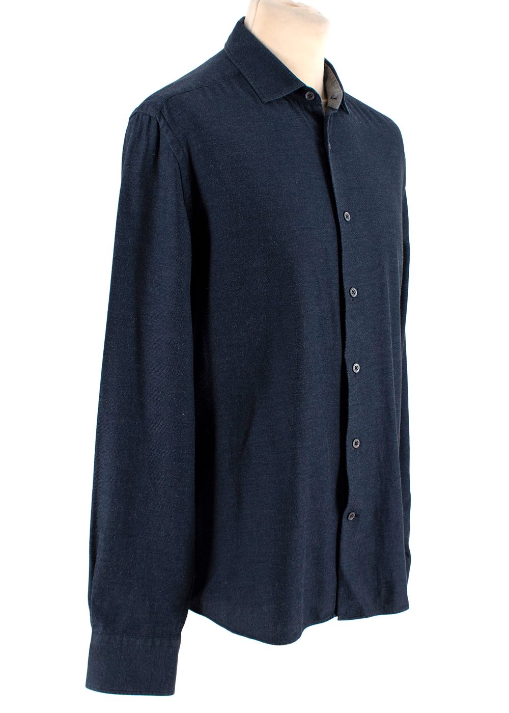 Men's Preowned Corneliani ID Navy Cotton Shirt Size S