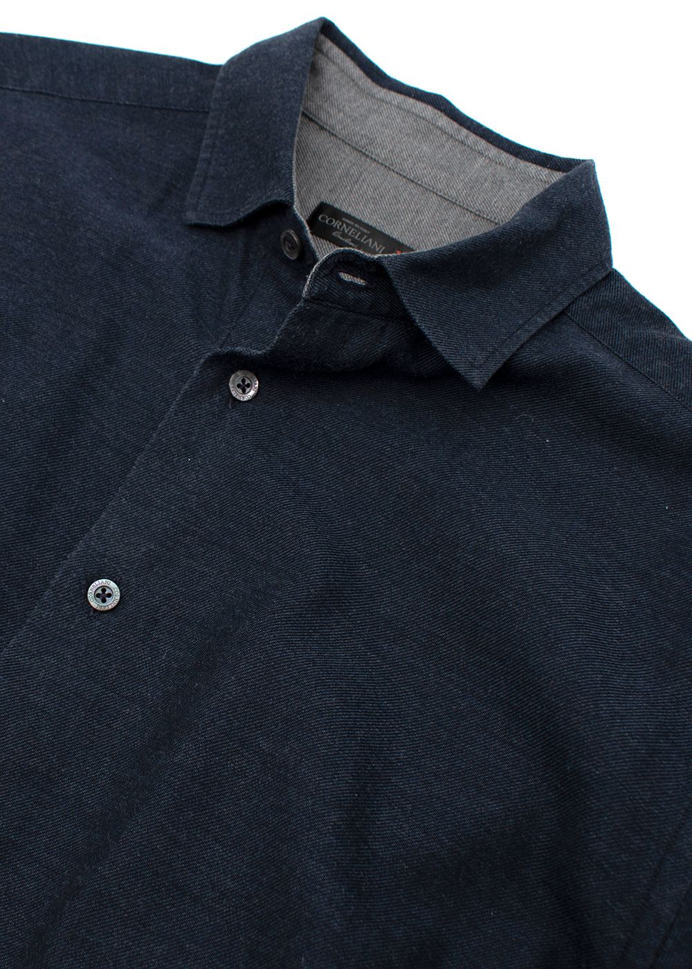 Men's Preowned Corneliani ID Navy Cotton Shirt Size S