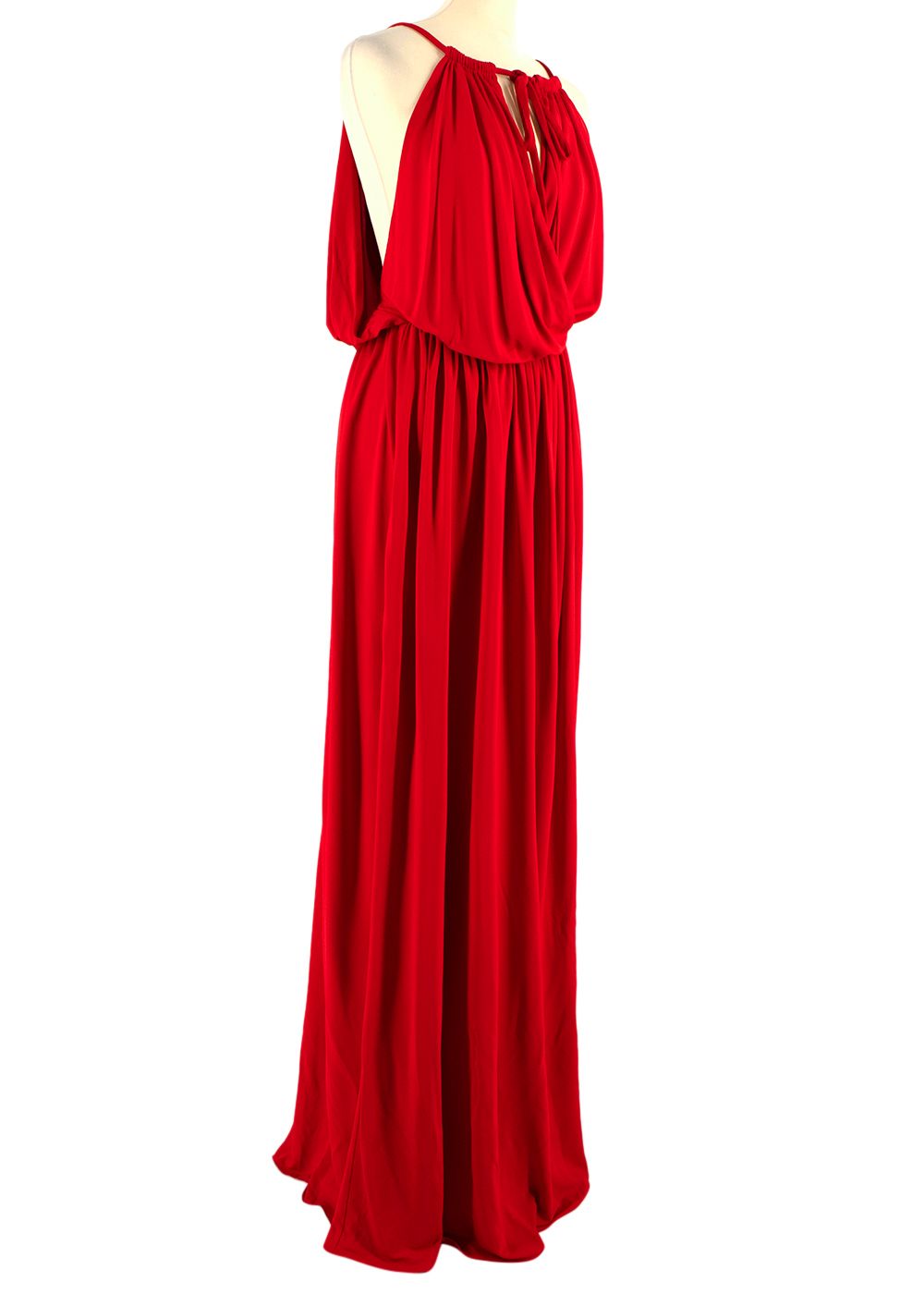 Just Cavalli Tie Neck Red Draped Maxi Dress Size XS viscose