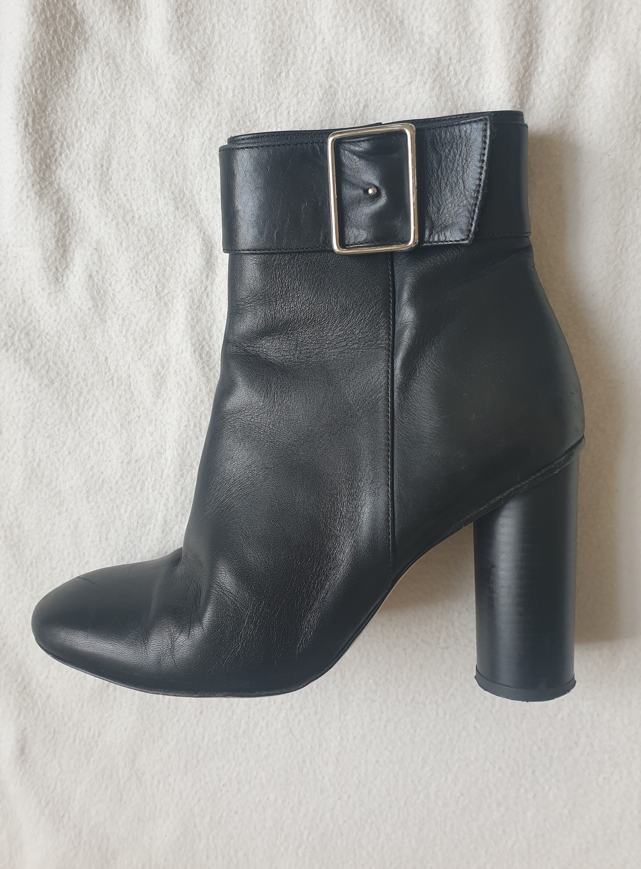 Preowned Claudie Pierlot Black Leather Ankle Boots Size 38