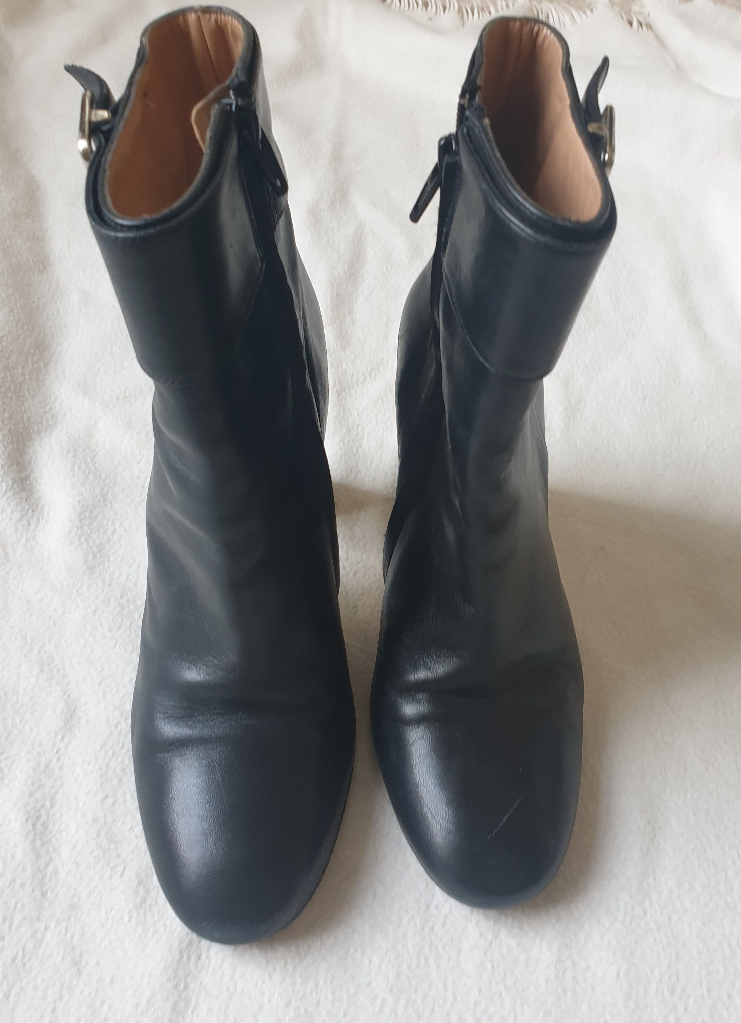 Preowned Claudie Pierlot Black Leather Ankle Boots Size 38