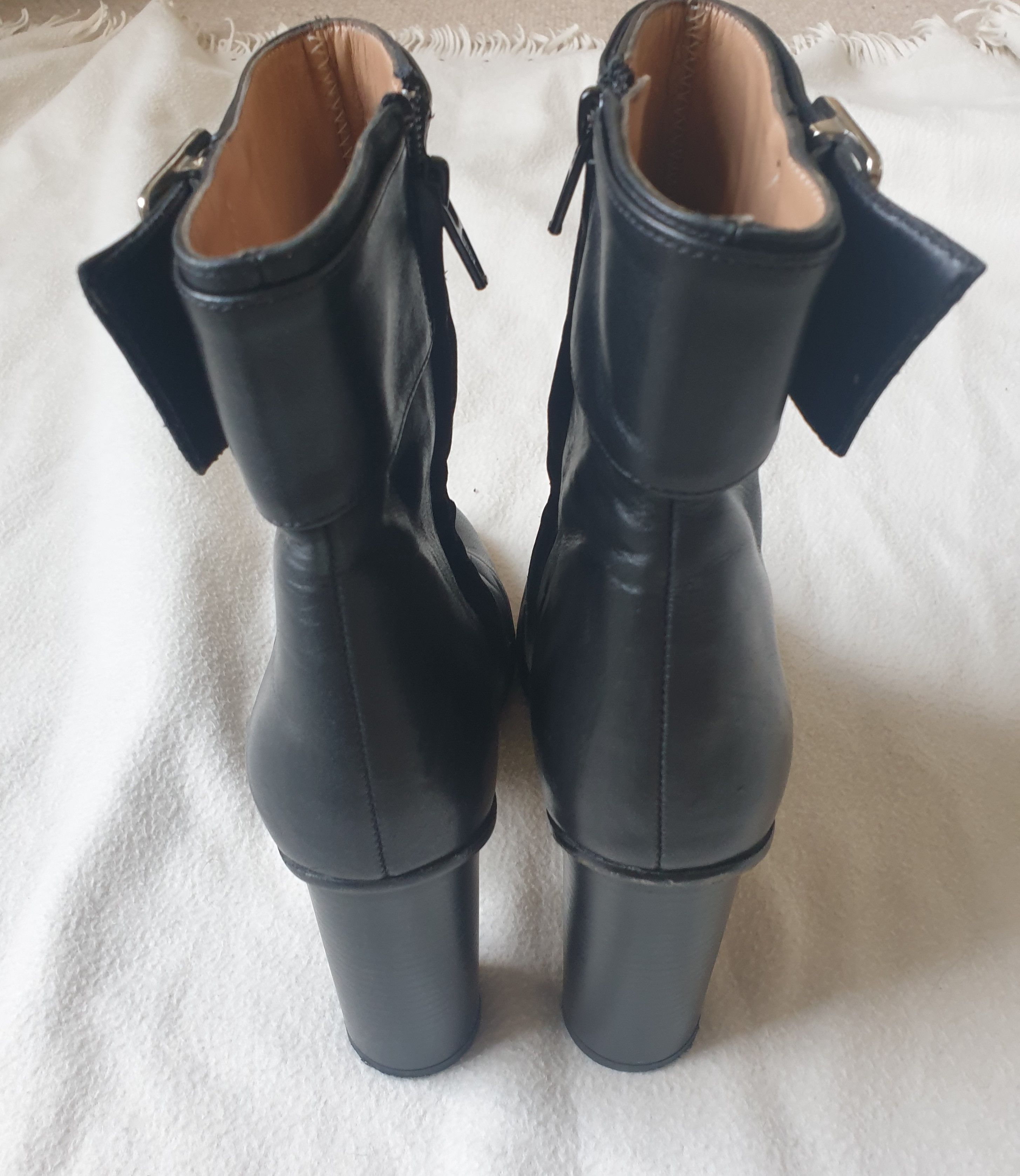 Preowned Claudie Pierlot Black Leather Ankle Boots Size 38