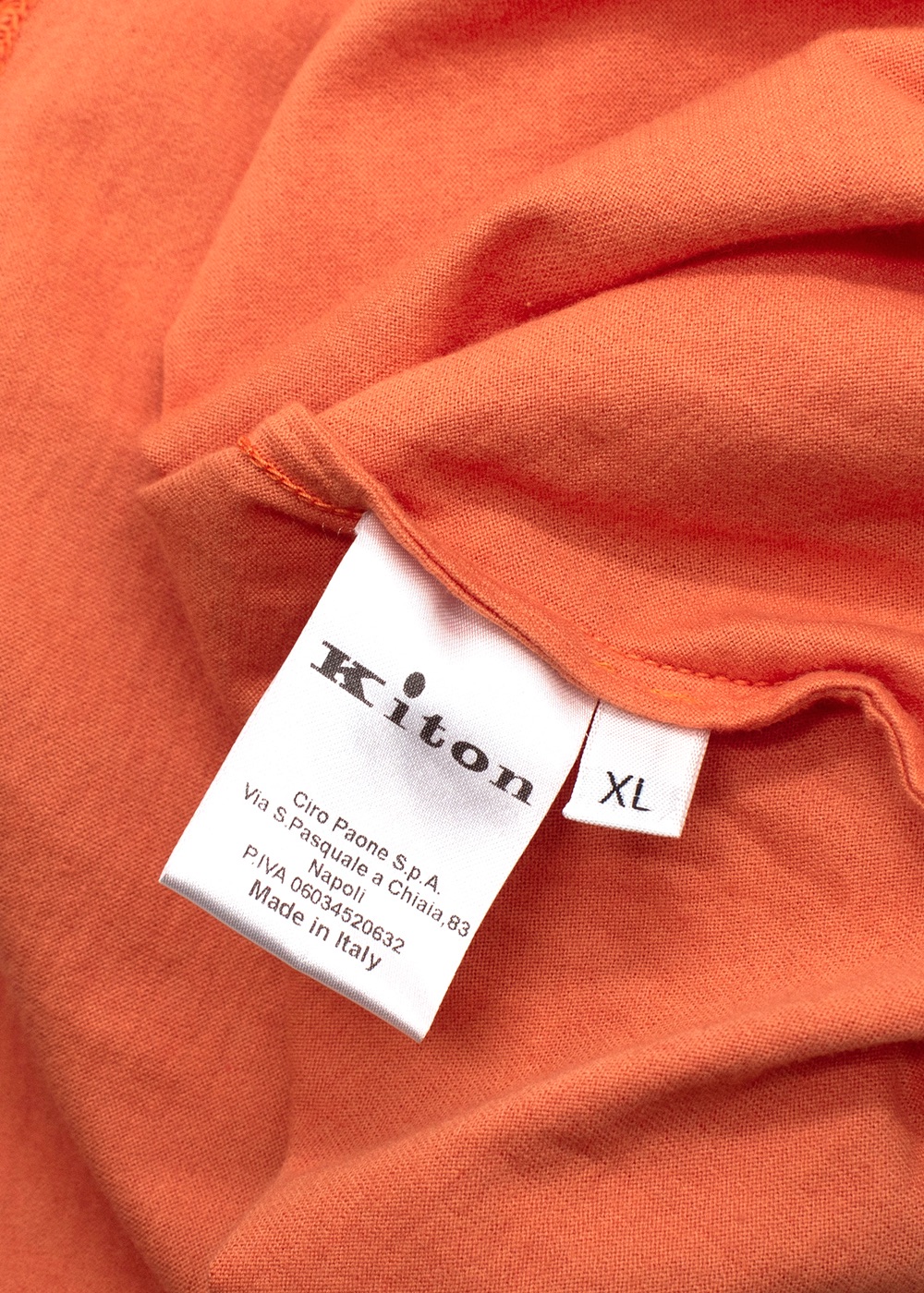 Men's Kiton Orange Classic  T-shirt Size XL cotton/cashemere