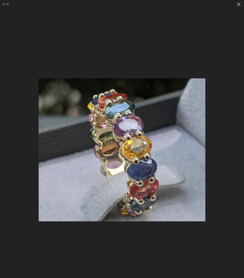 Bespoke Multicoloured Sapphire 14kt Yellow Gold Ring Multi-Coloured / Stripes