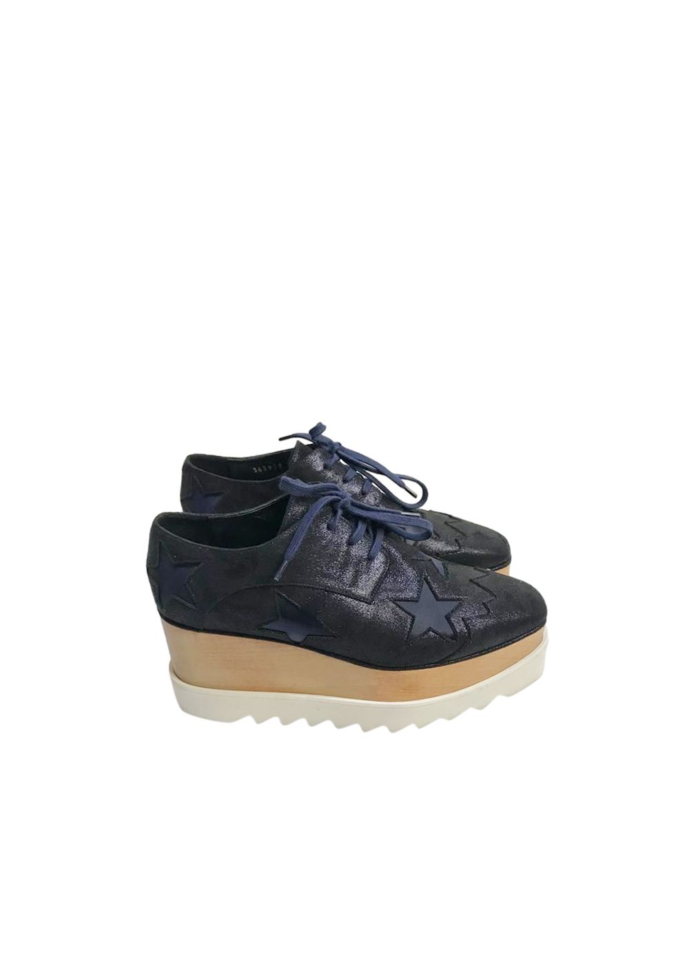 Stella McCartney Navy Vegan Leather Elyce Platform Derby Shoes Size 38