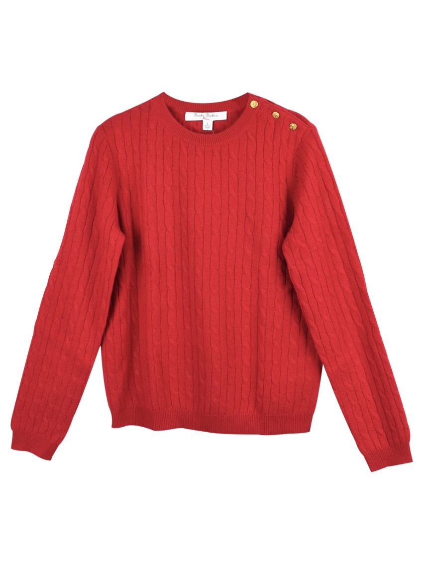 Boys Brooks Brothers Girls Cable Knit Cashmere Jumper Size M Red