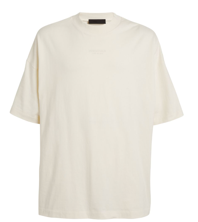 Men's Fear of God Essentials Cream Cotton Oversized T-Shirt Size L White