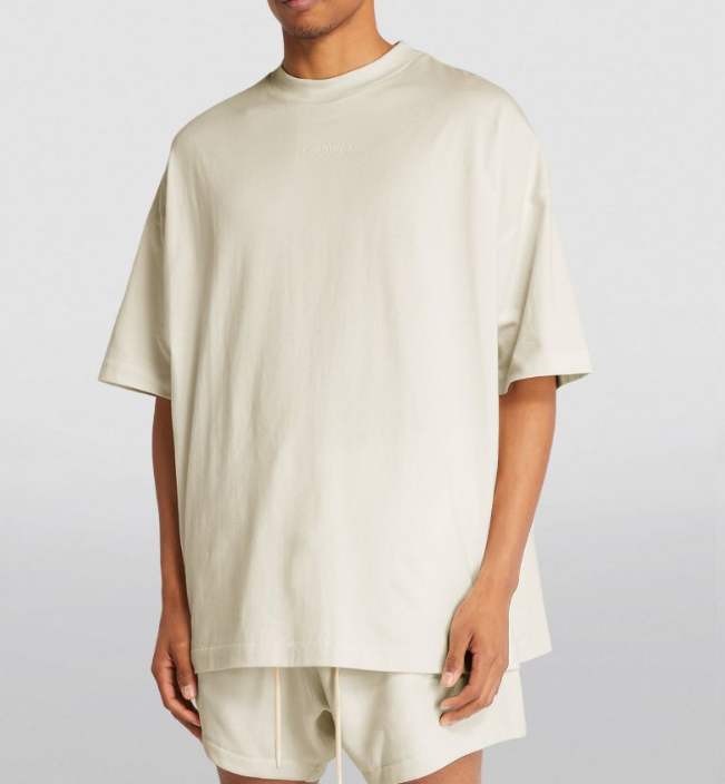 Men's Fear of God Essentials Cream Cotton Oversized T-Shirt Size L White