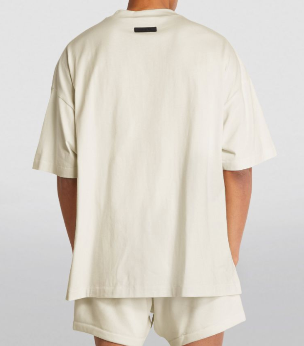 Men's Fear of God Essentials Cream Cotton Oversized T-Shirt Size L White