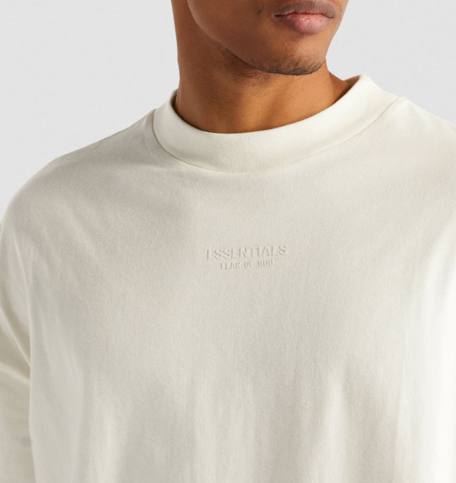 Men's Fear of God Essentials Cream Cotton Oversized T-Shirt Size L White