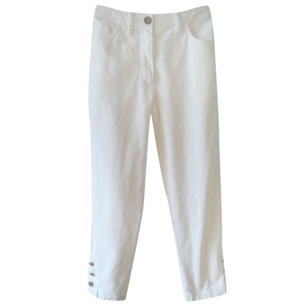 Preowned Chanel Boutique White Capri Jeans cotton