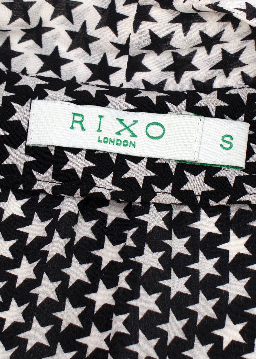 Rixo Black and White Silk Star Blouse Size S Black White