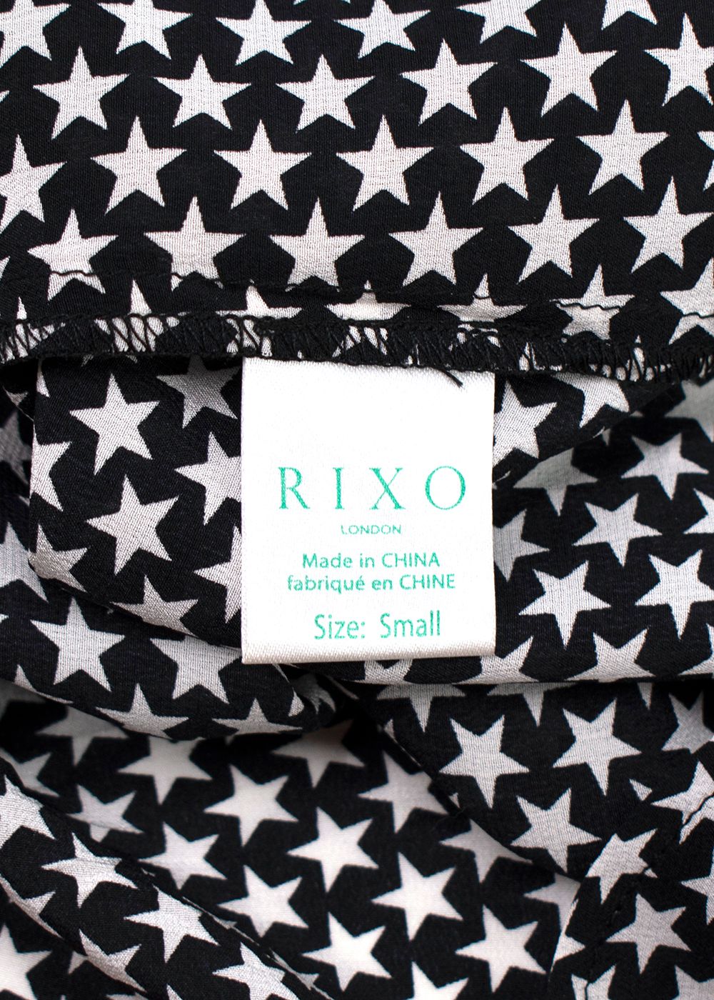 Rixo Black and White Silk Star Blouse Size S Black White