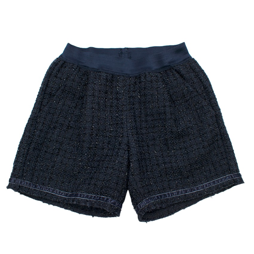 Boys Preowned Monnalisa Monnlisa Navy Tweed Short  Jacket Set Size 6 Years + Blue cotton