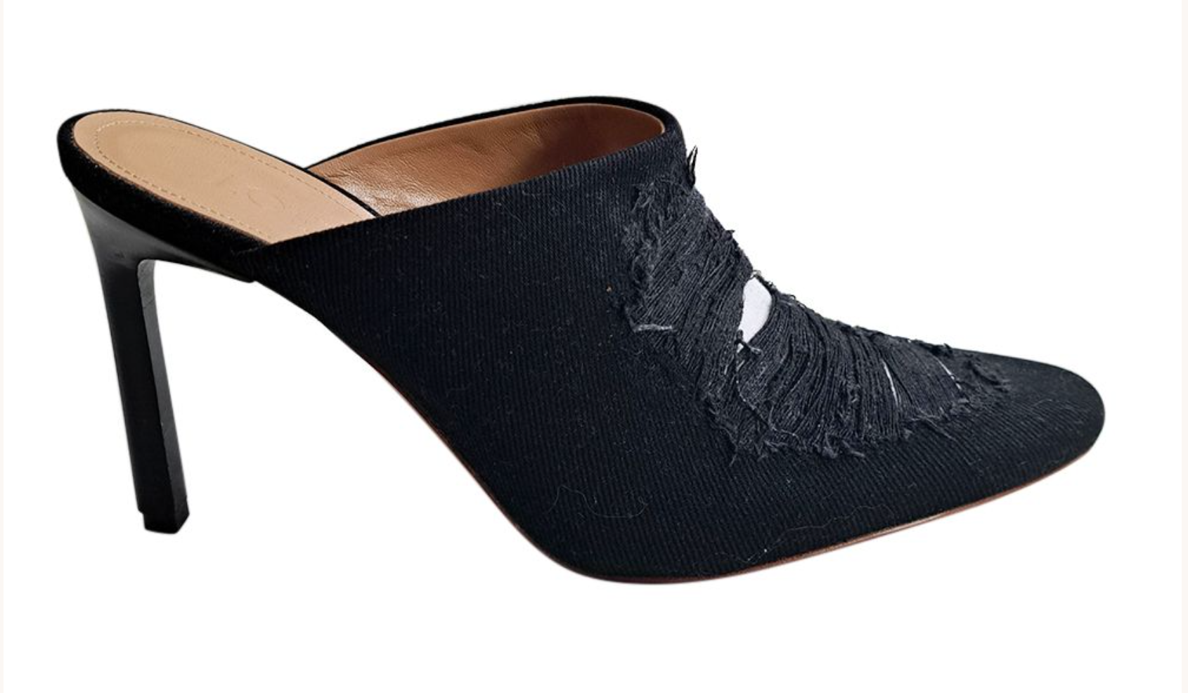 Loewe Black Distressed Denim Mules Size 39 leather