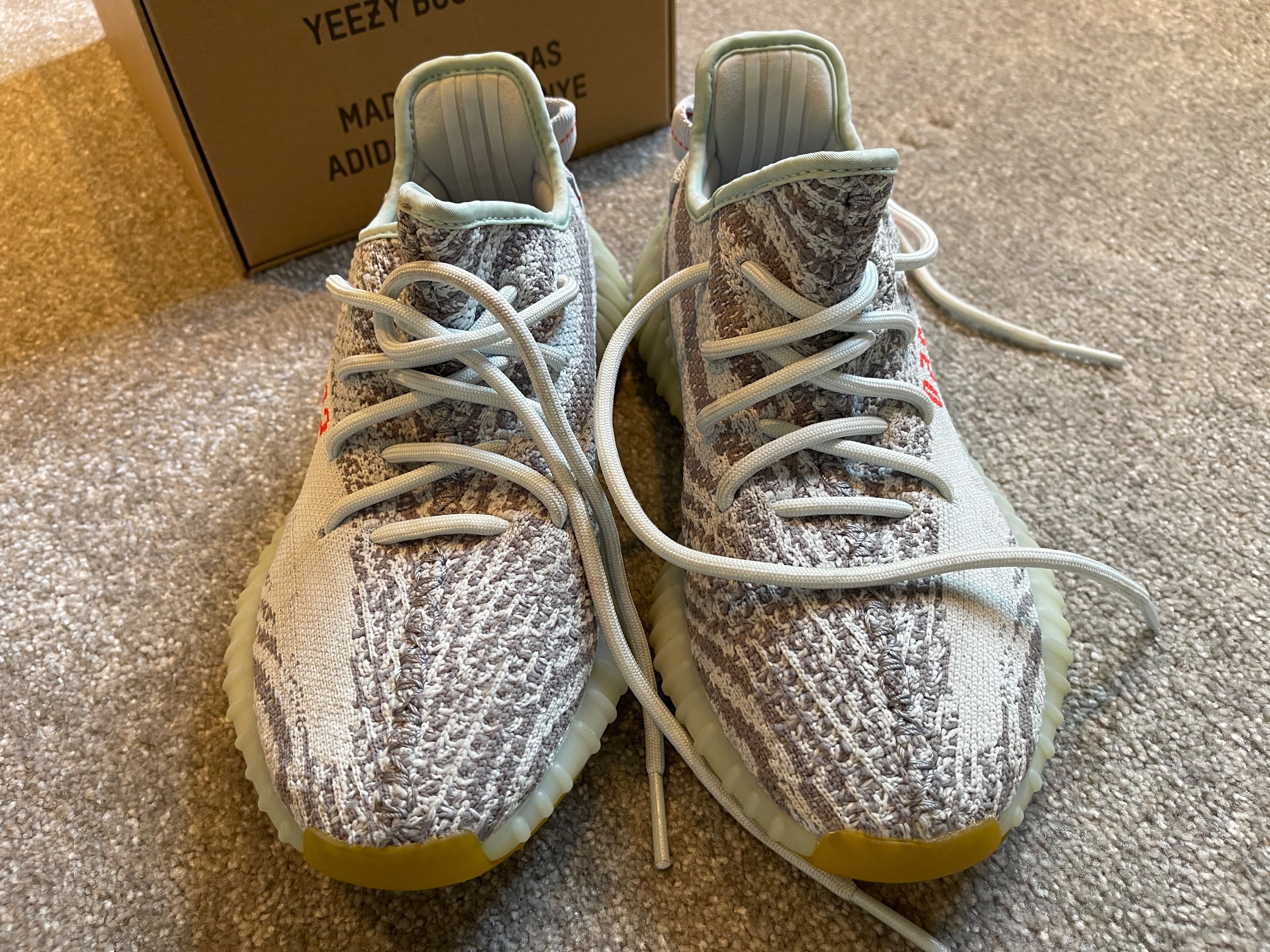 Preowned Yeezy Boost 350 V2 Blue Tint Size 38 fabric woven