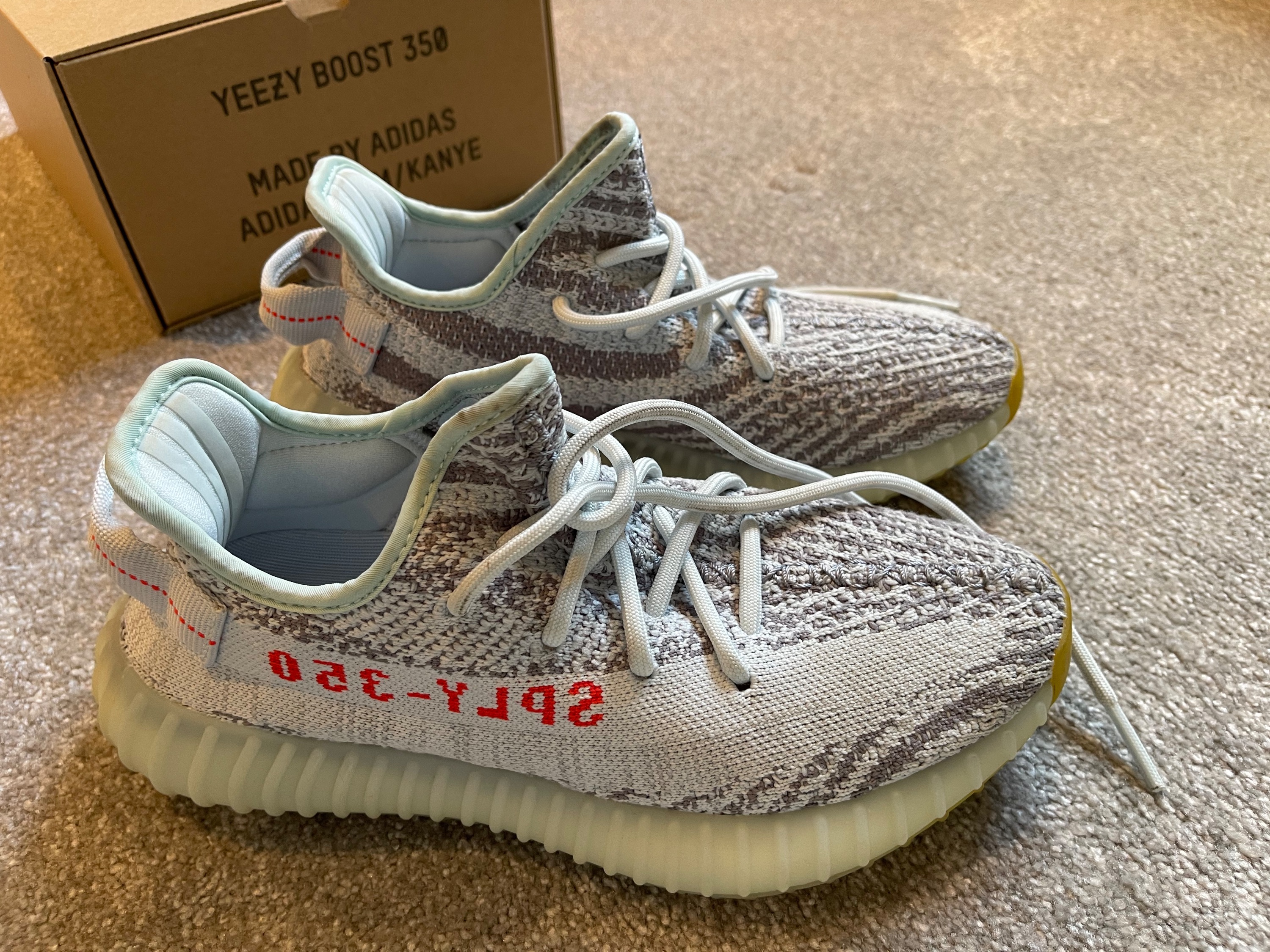 Preowned Yeezy Boost 350 V2 Blue Tint Size 38 fabric woven