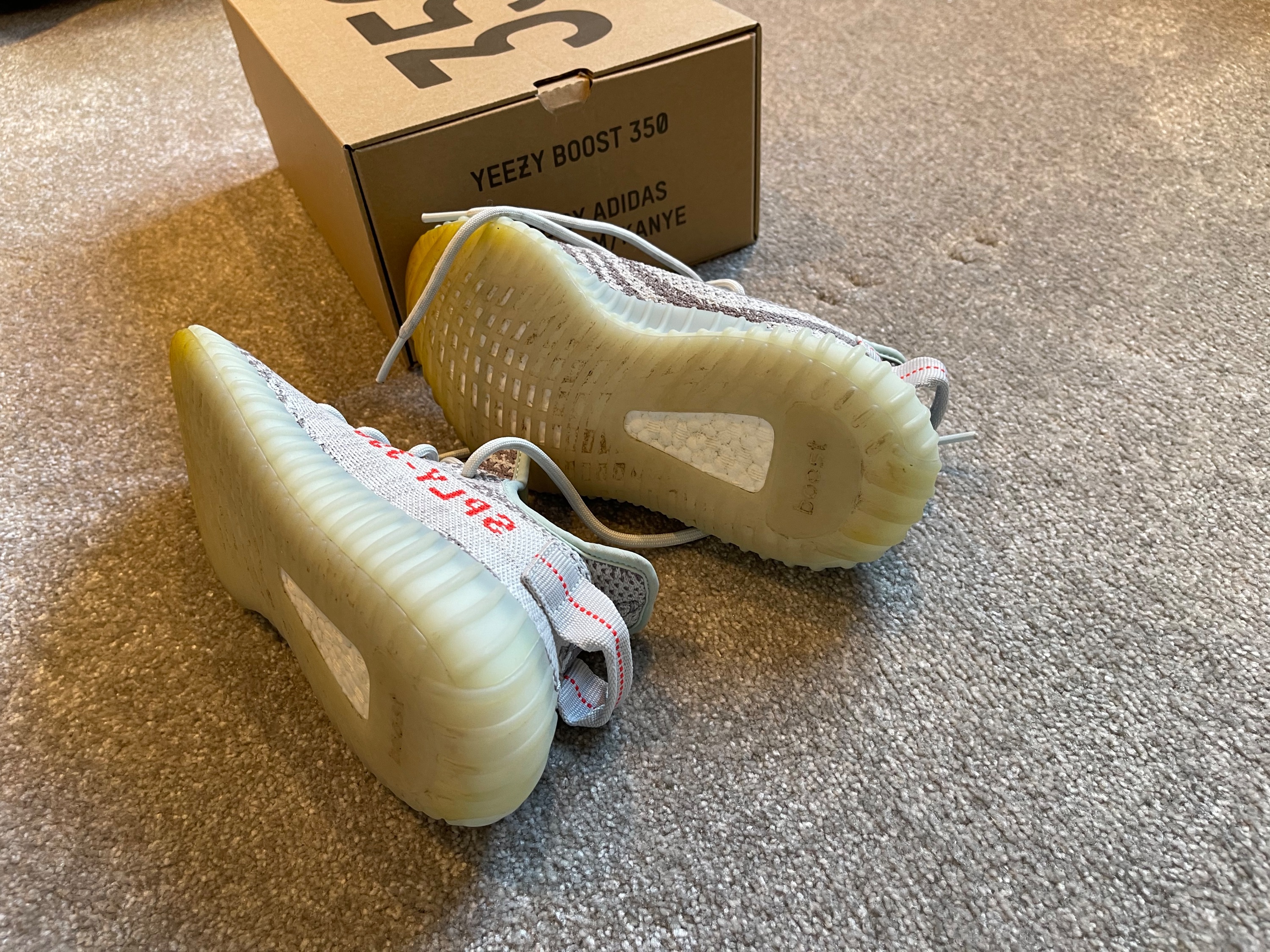 Preowned Yeezy Boost 350 V2 Blue Tint Size 38 fabric woven