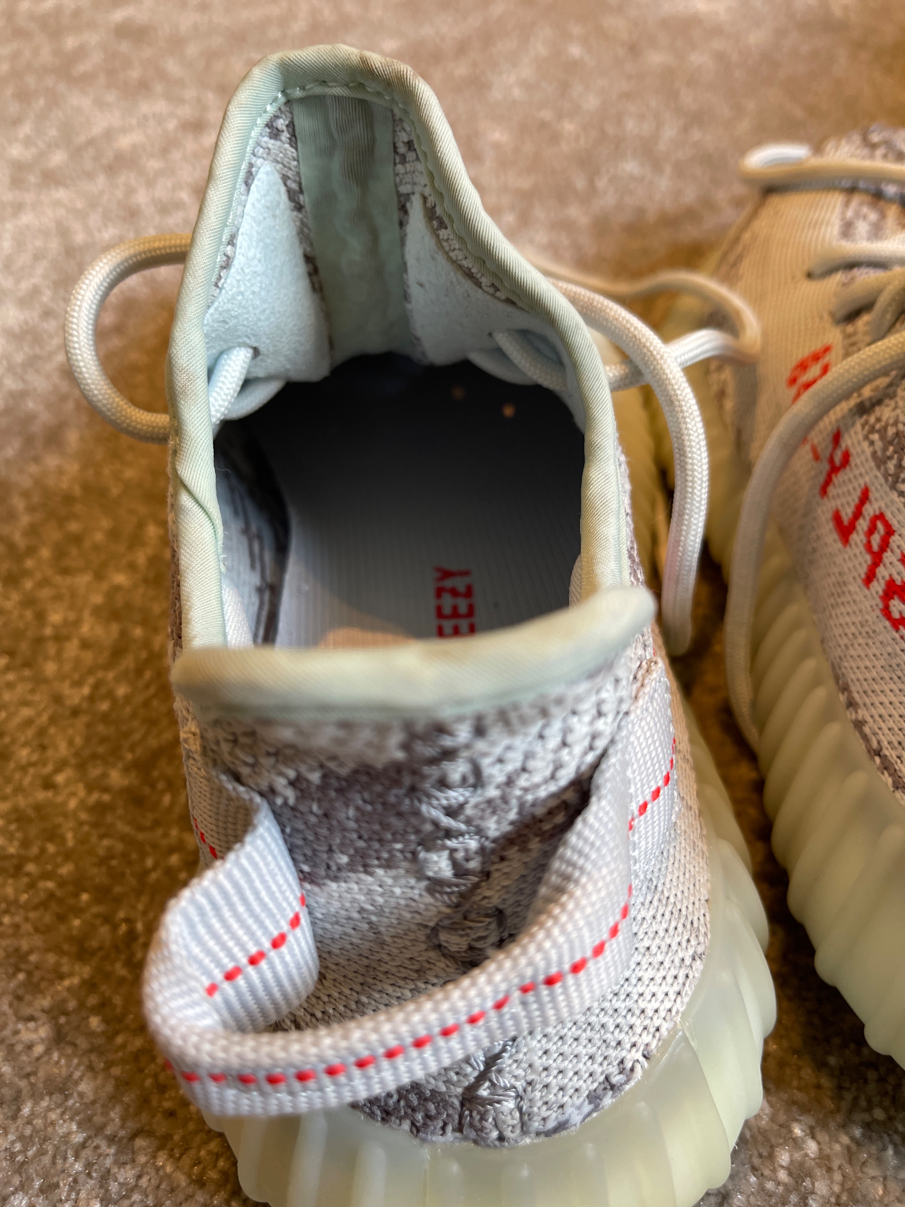 Preowned Yeezy Boost 350 V2 Blue Tint Size 38 fabric woven