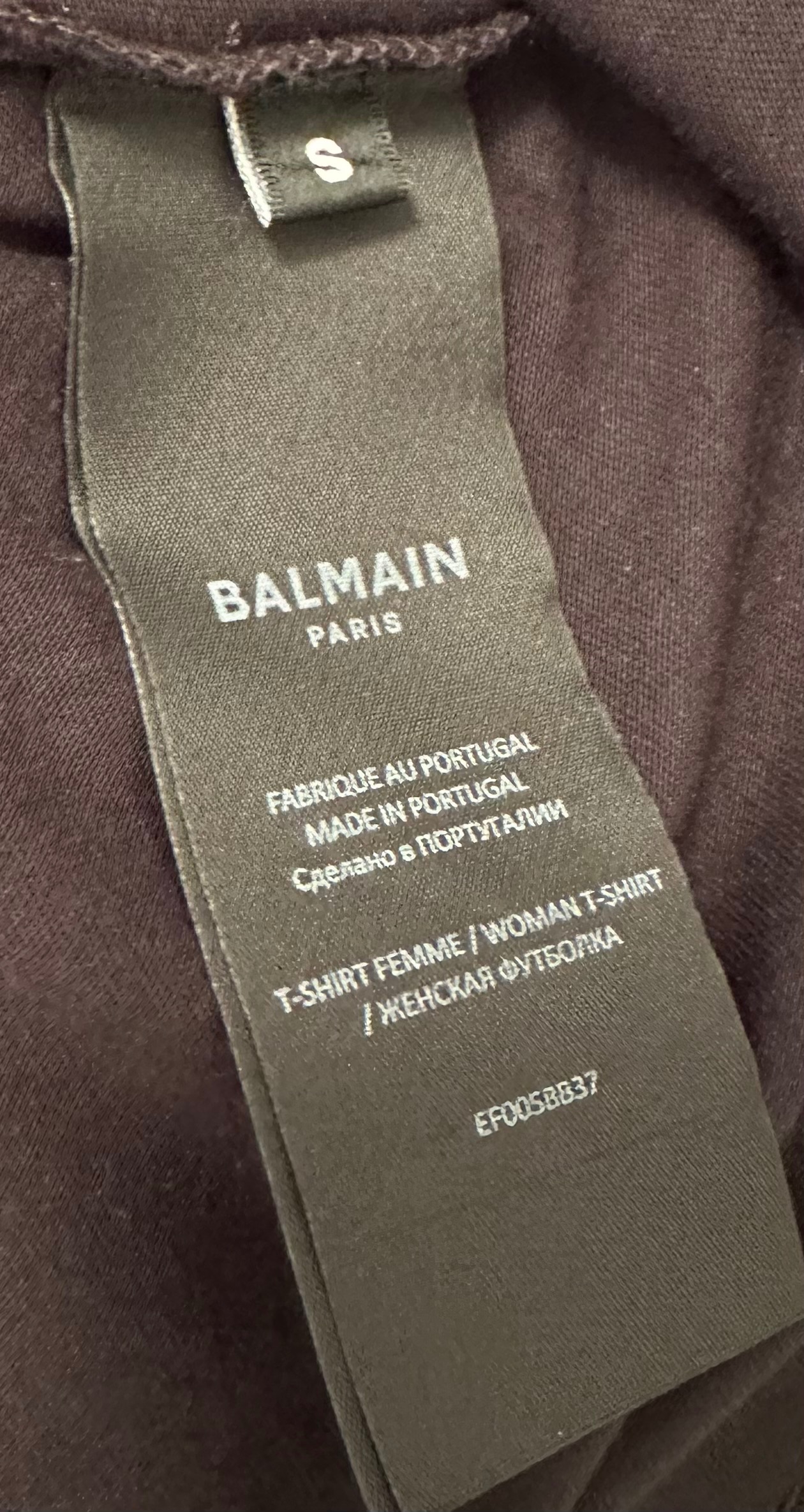 Balmain Black Logo Button Detail T-Shirt Size S cotton