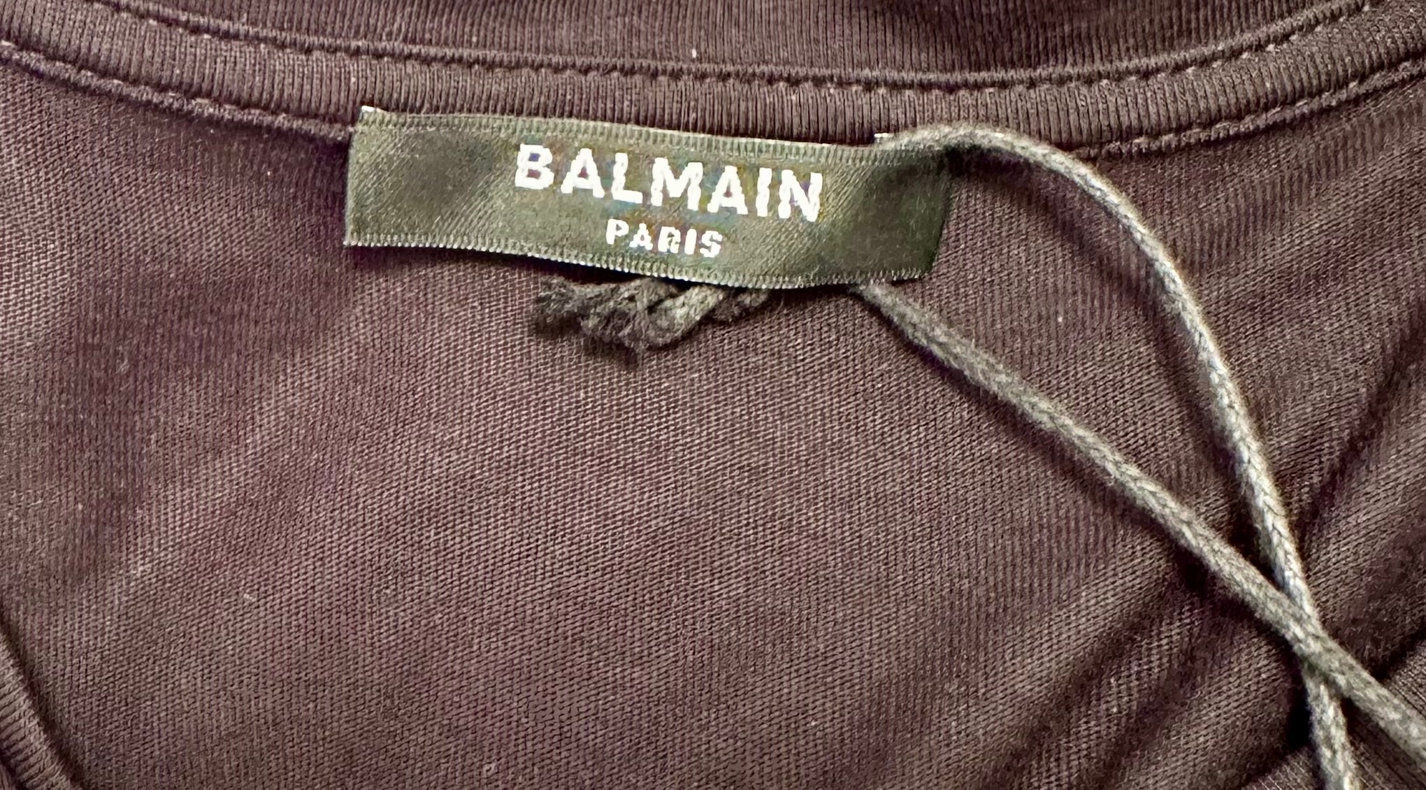 Balmain Black Logo Button Detail T-Shirt Size S cotton