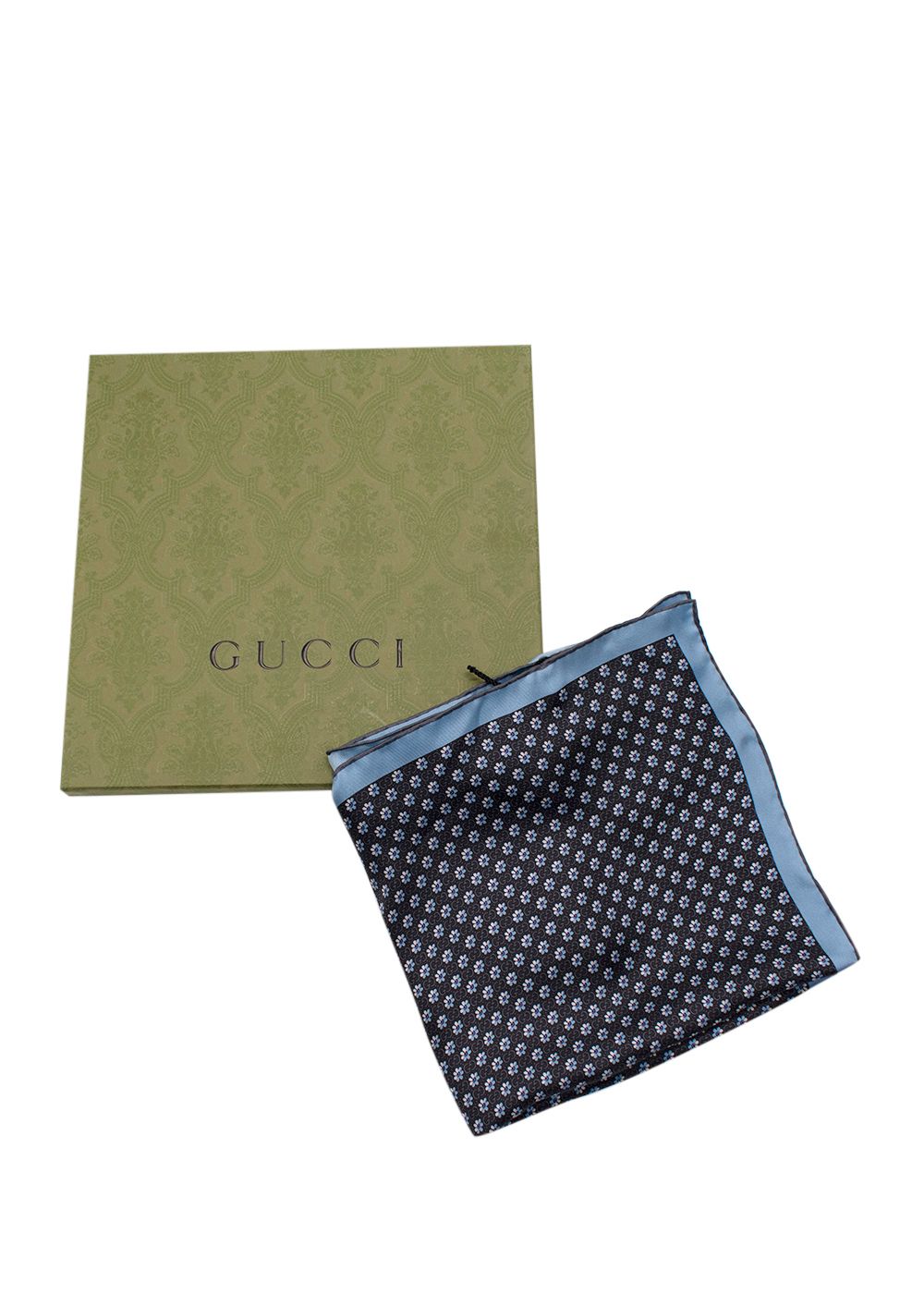 Men's Gucci Blue Silk Printed Pocket Square, 45 x 45cm