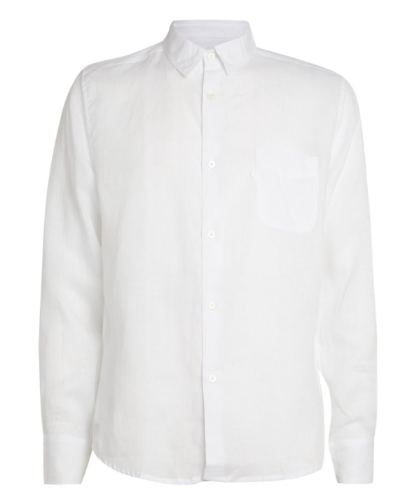 Men's Derek Rose White Linen Monaco Shirt Size L