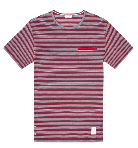 Men's Preowned Thom Browne Banner Stripe Pocket T-shirt Size XXL multicolor cotton