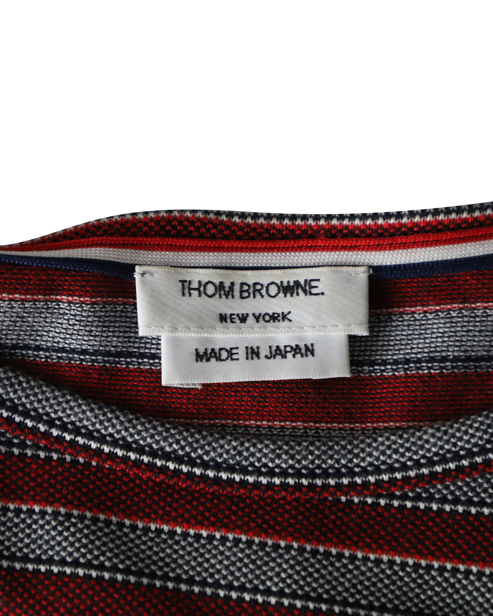 Men's Preowned Thom Browne Banner Stripe Pocket T-shirt Size XXL multicolor cotton