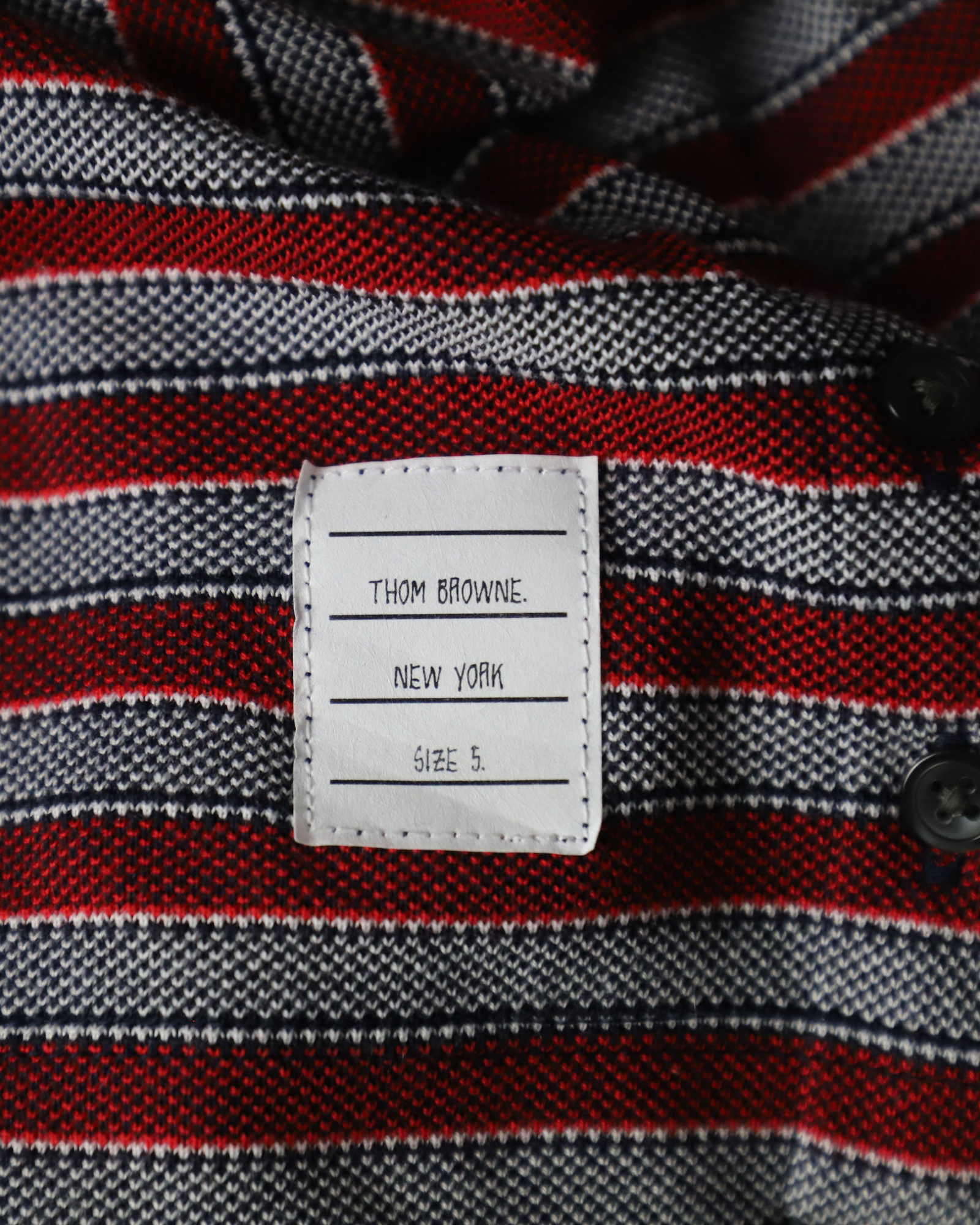 Men's Preowned Thom Browne Banner Stripe Pocket T-shirt Size XXL multicolor cotton