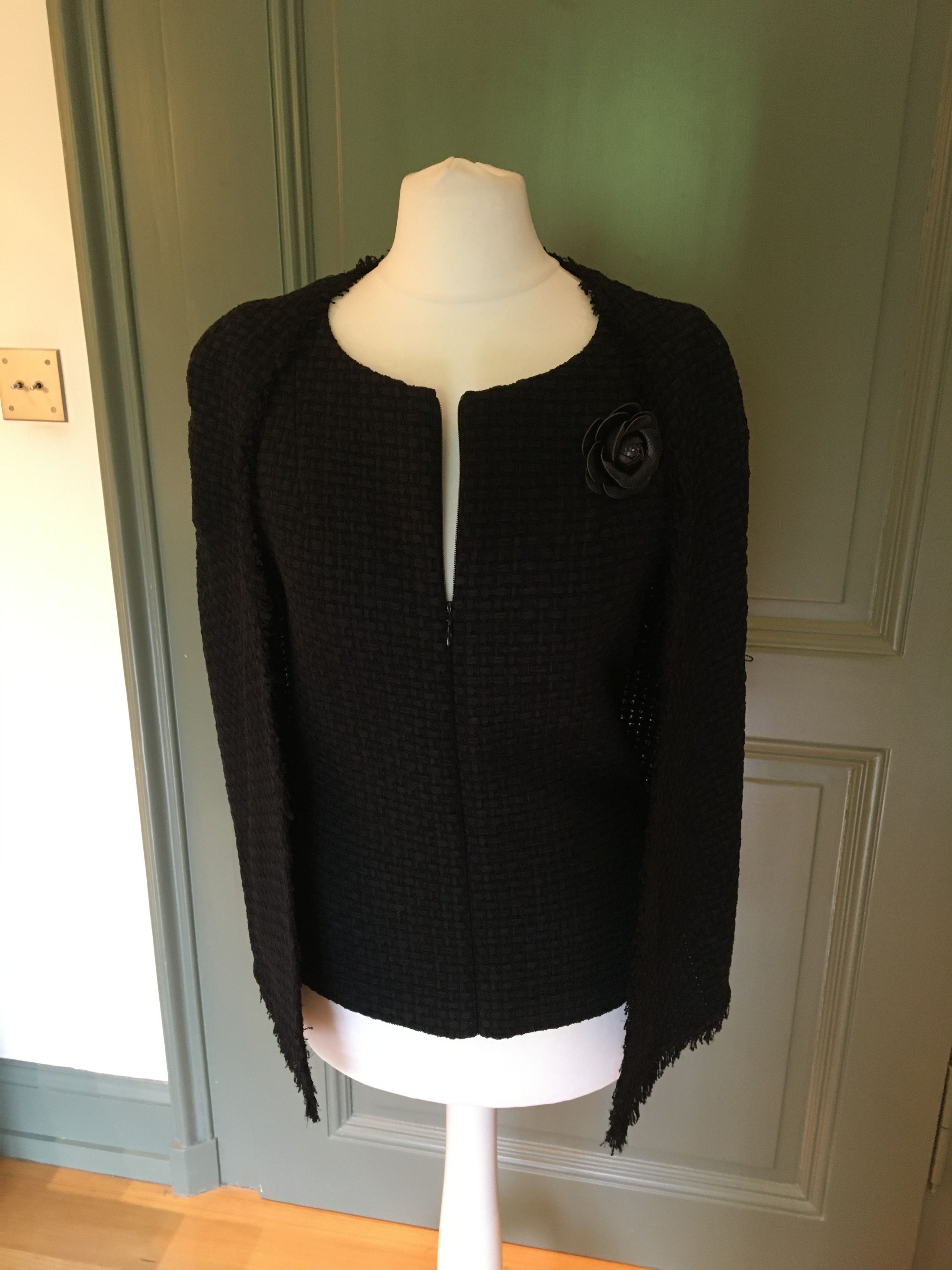 Chanel Black Tweed Cape Jacket Size S mixed