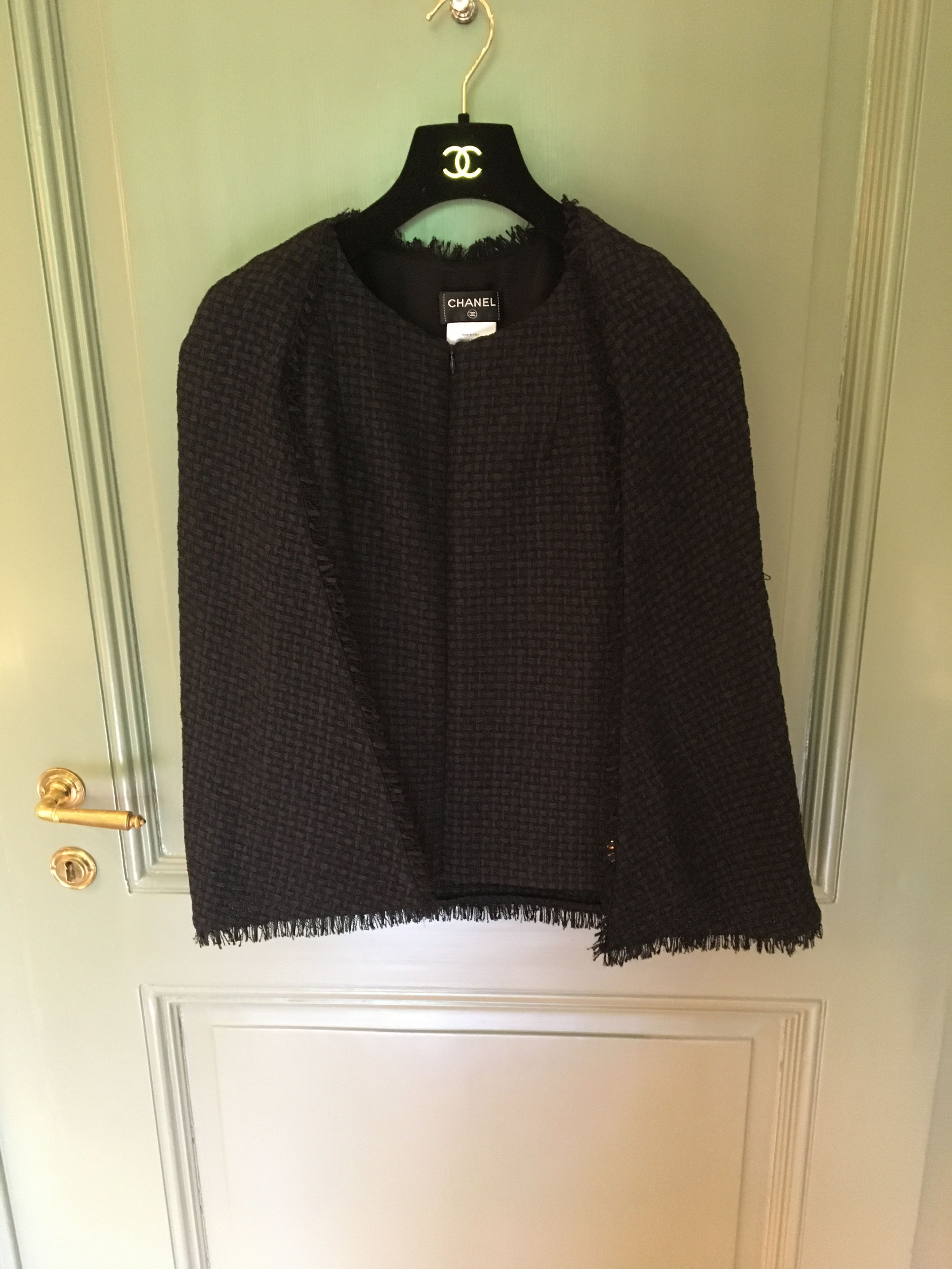 Chanel Black Tweed Cape Jacket Size S mixed