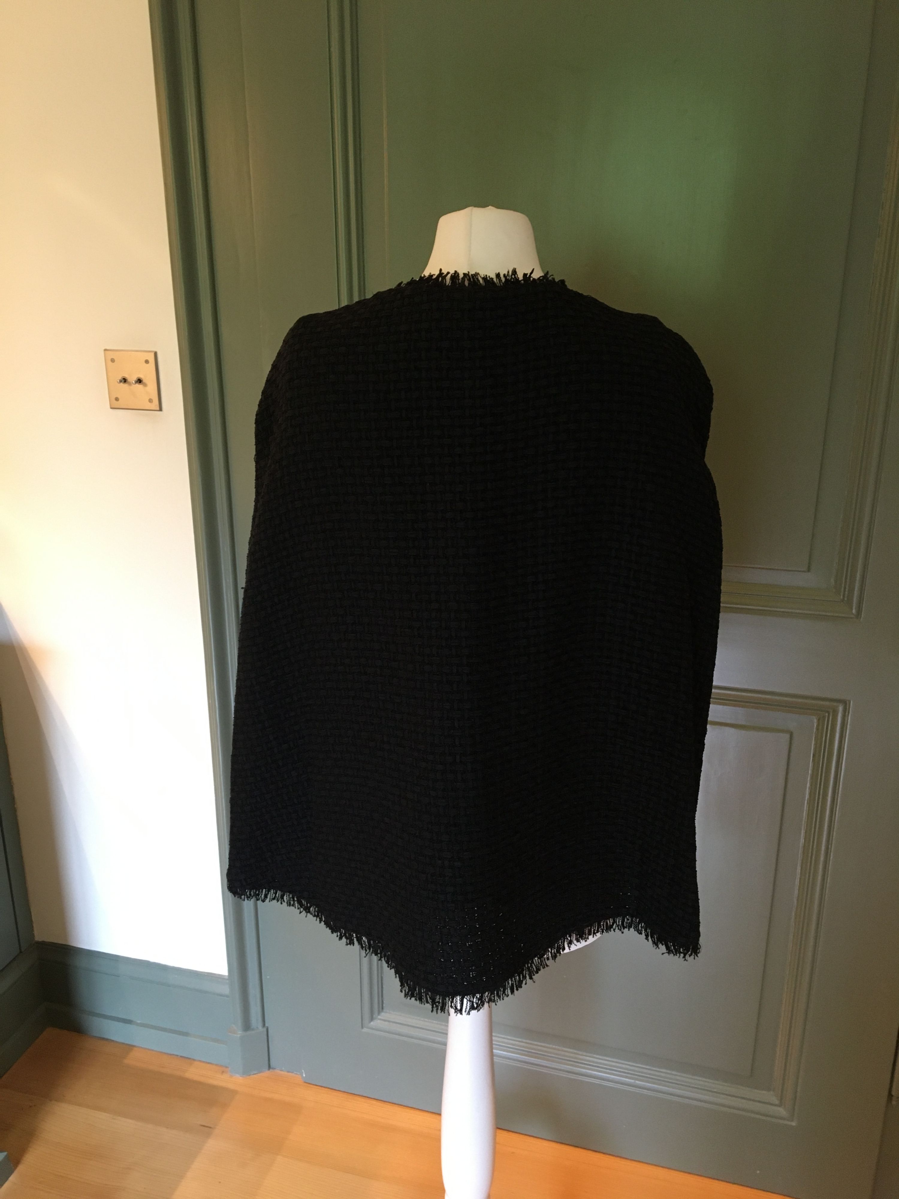 Chanel Black Tweed Cape Jacket Size S mixed