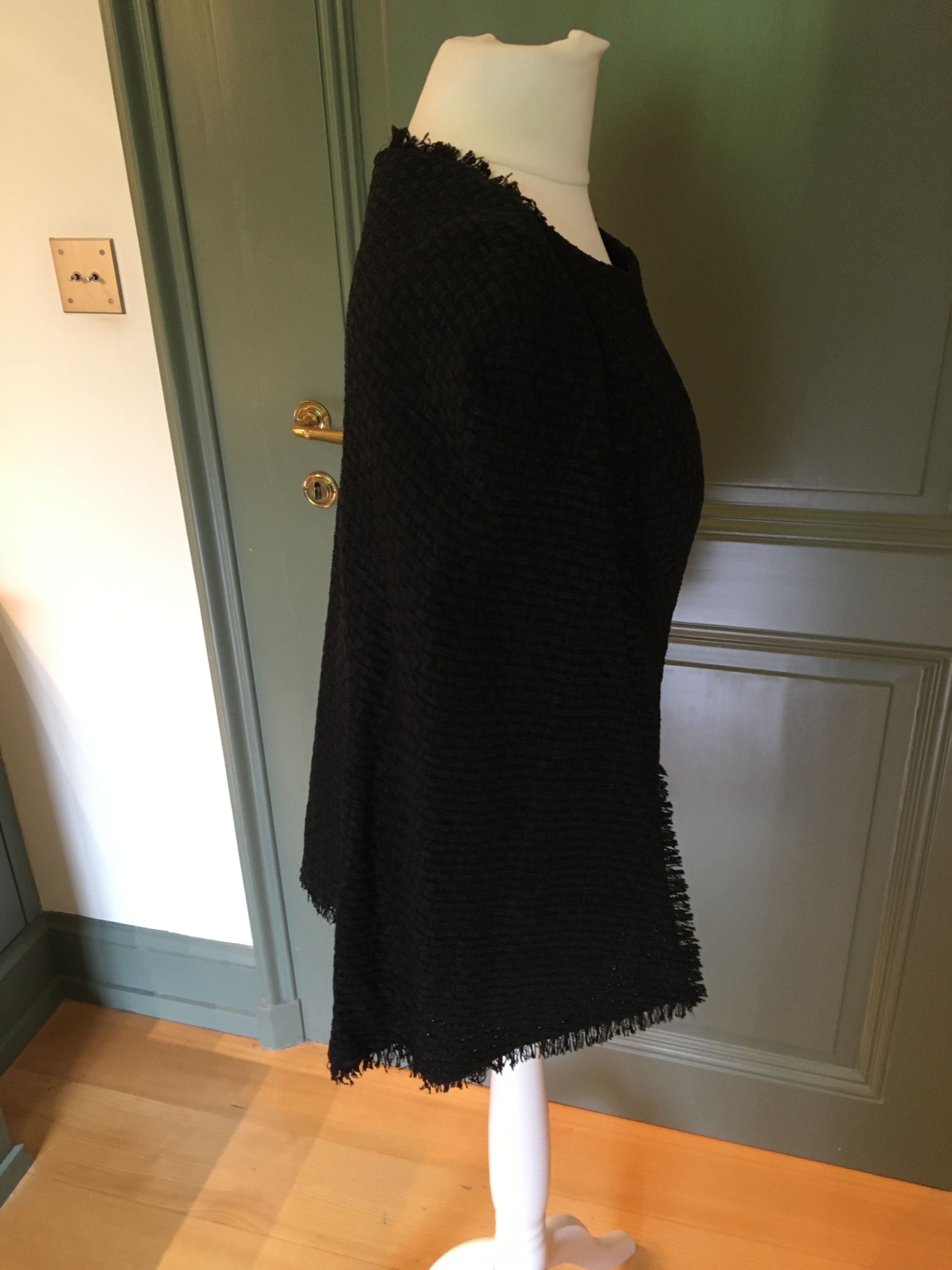 Chanel Black Tweed Cape Jacket Size S mixed