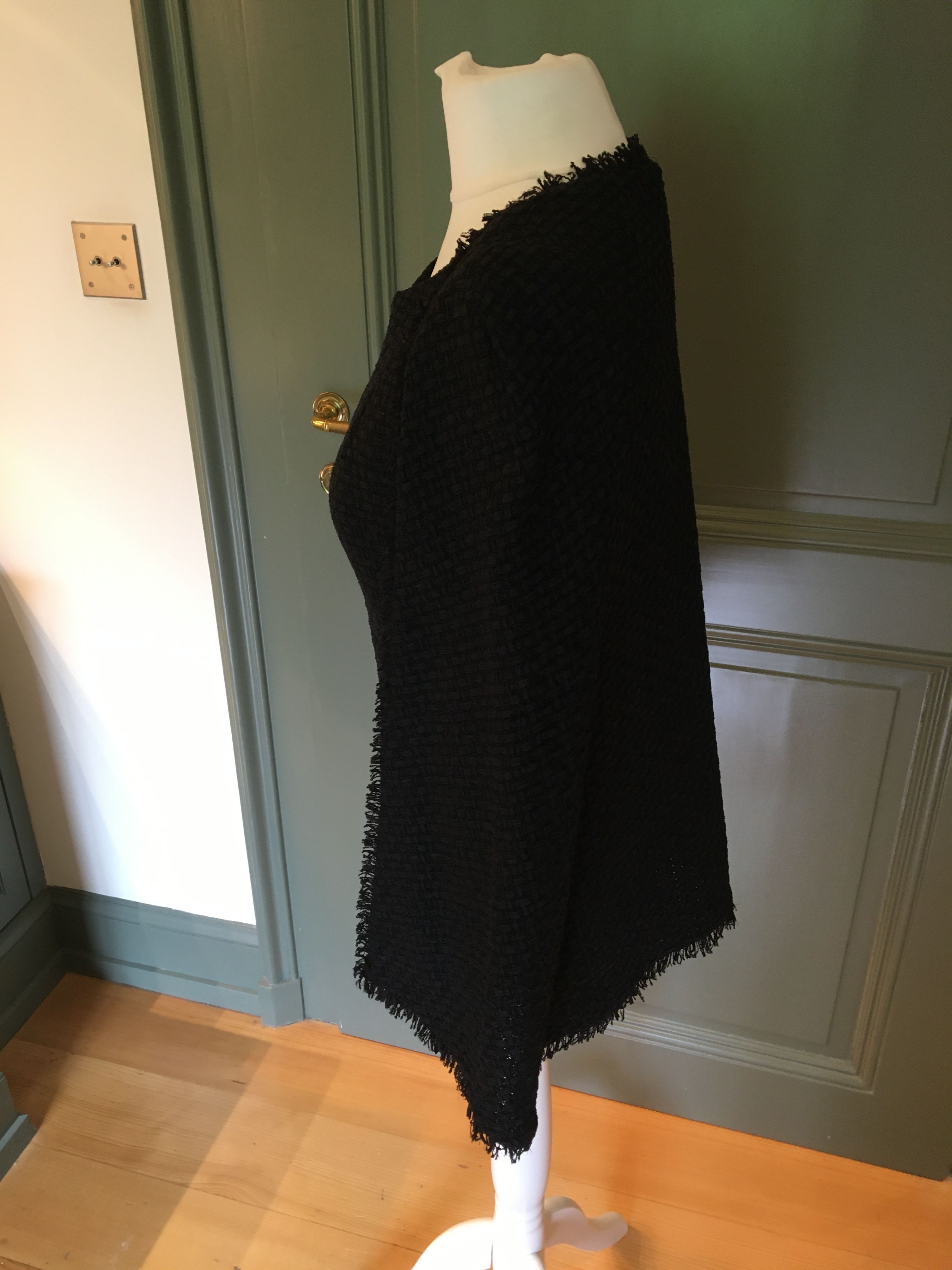 Chanel Black Tweed Cape Jacket Size S mixed