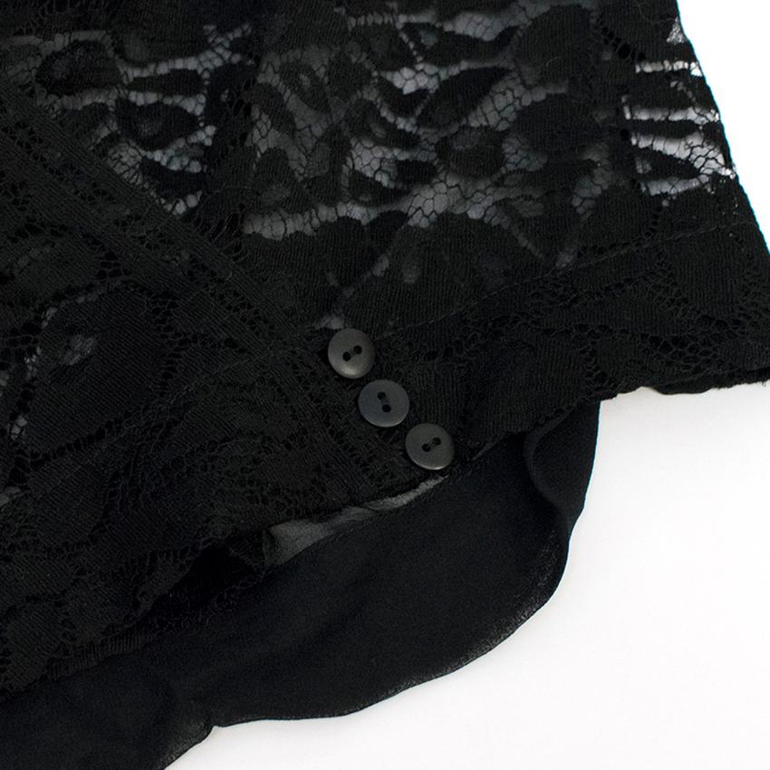 Preowned Preen By Thornton Bregazzi Black Sheer Plunge Lace Top Size XS