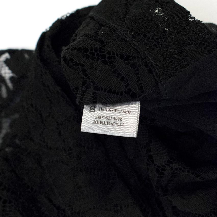 Preowned Preen By Thornton Bregazzi Black Sheer Plunge Lace Top Size XS