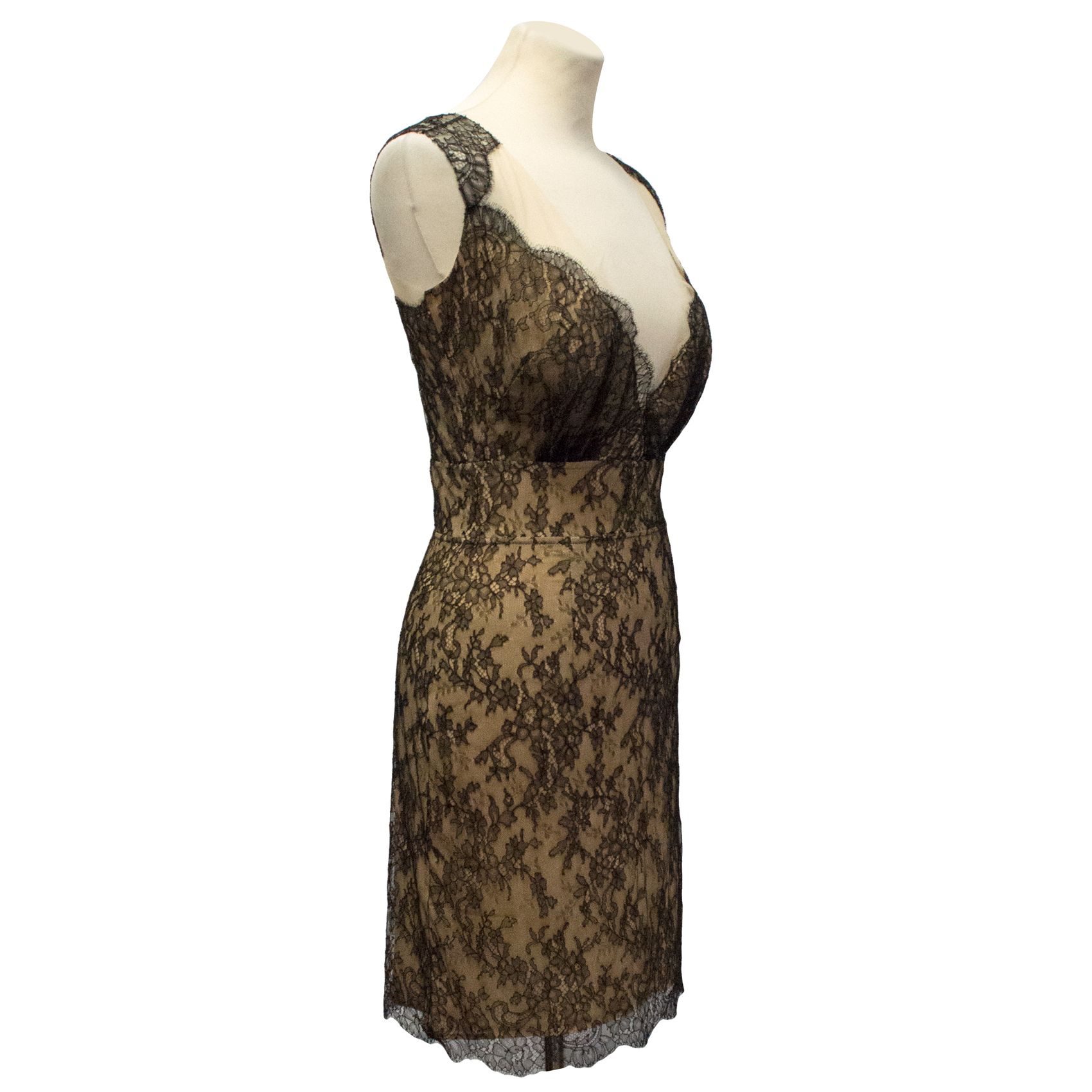 Adriana Minari Nude  Black Lace Mini Dress Size XS