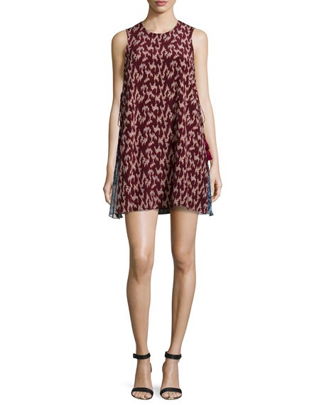 Preowned Elizabeth and James Ikat Print Dayne Dress Size S Tan/Brown silk