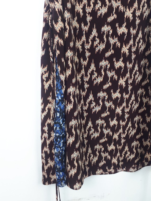 Preowned Elizabeth and James Ikat Print Dayne Dress Size S Tan/Brown silk