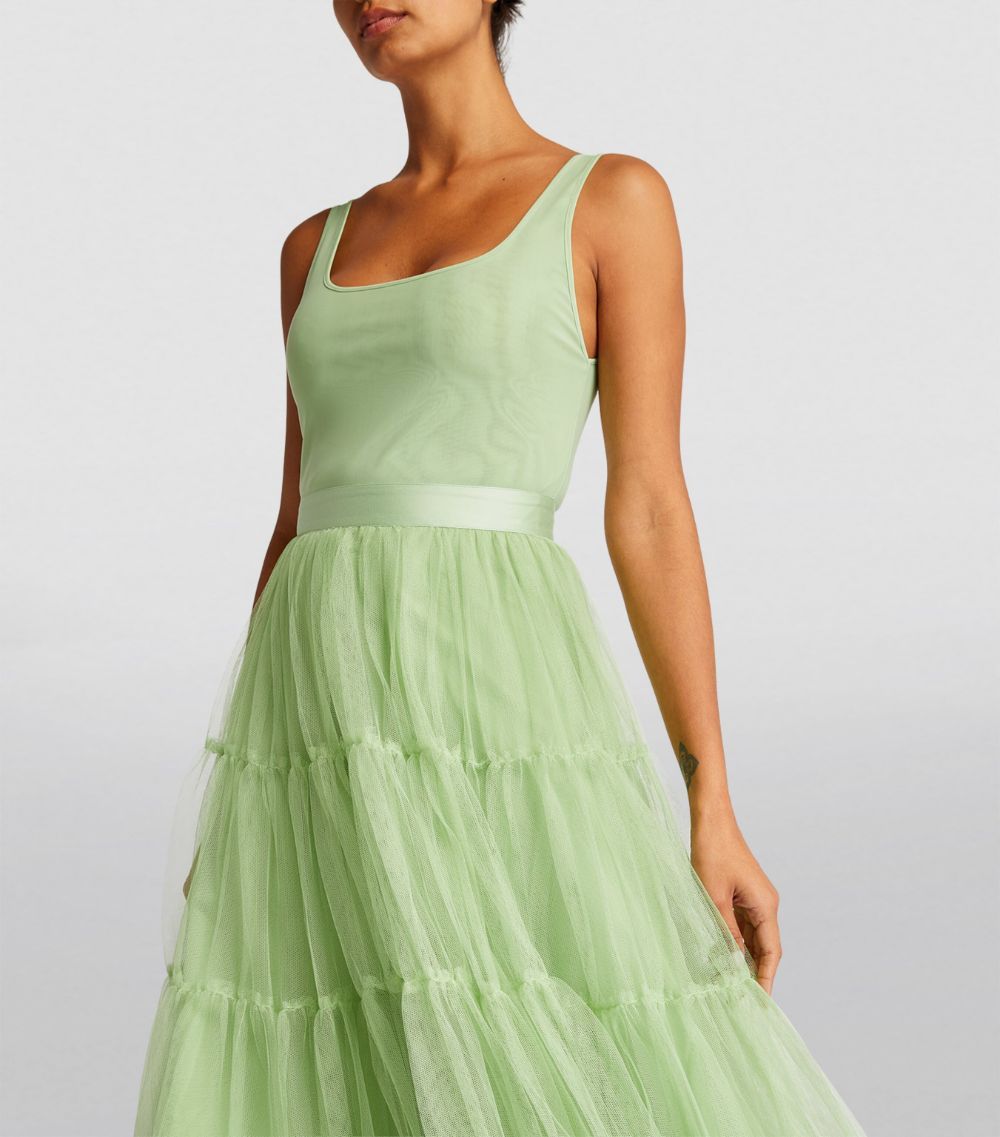 Alice + Olivia Pistachio Green Tulle Chara Midi Dress Size L polyester