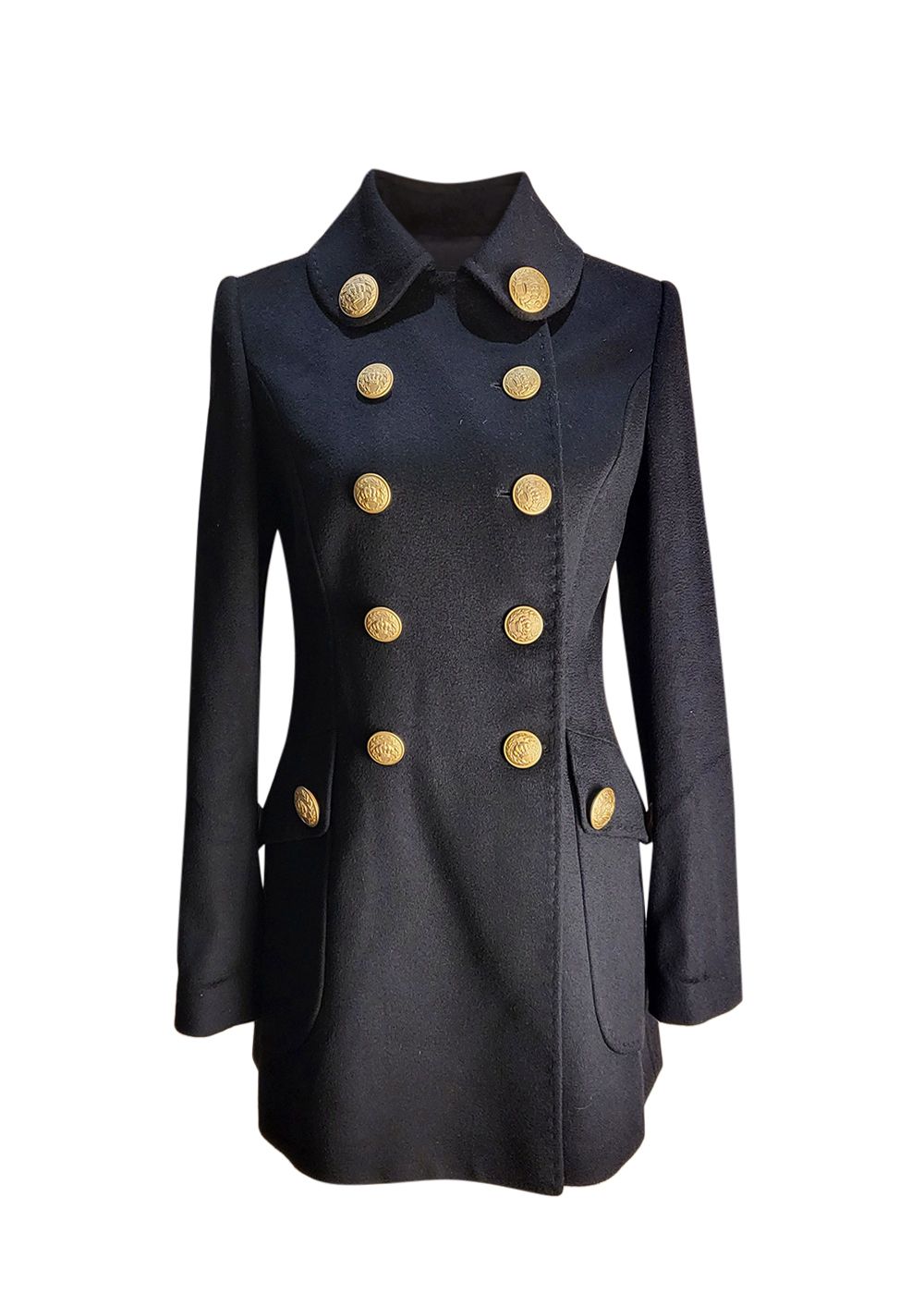 Preowned Dolce  Gabbana Black Double Breasted Wool Coat Size M