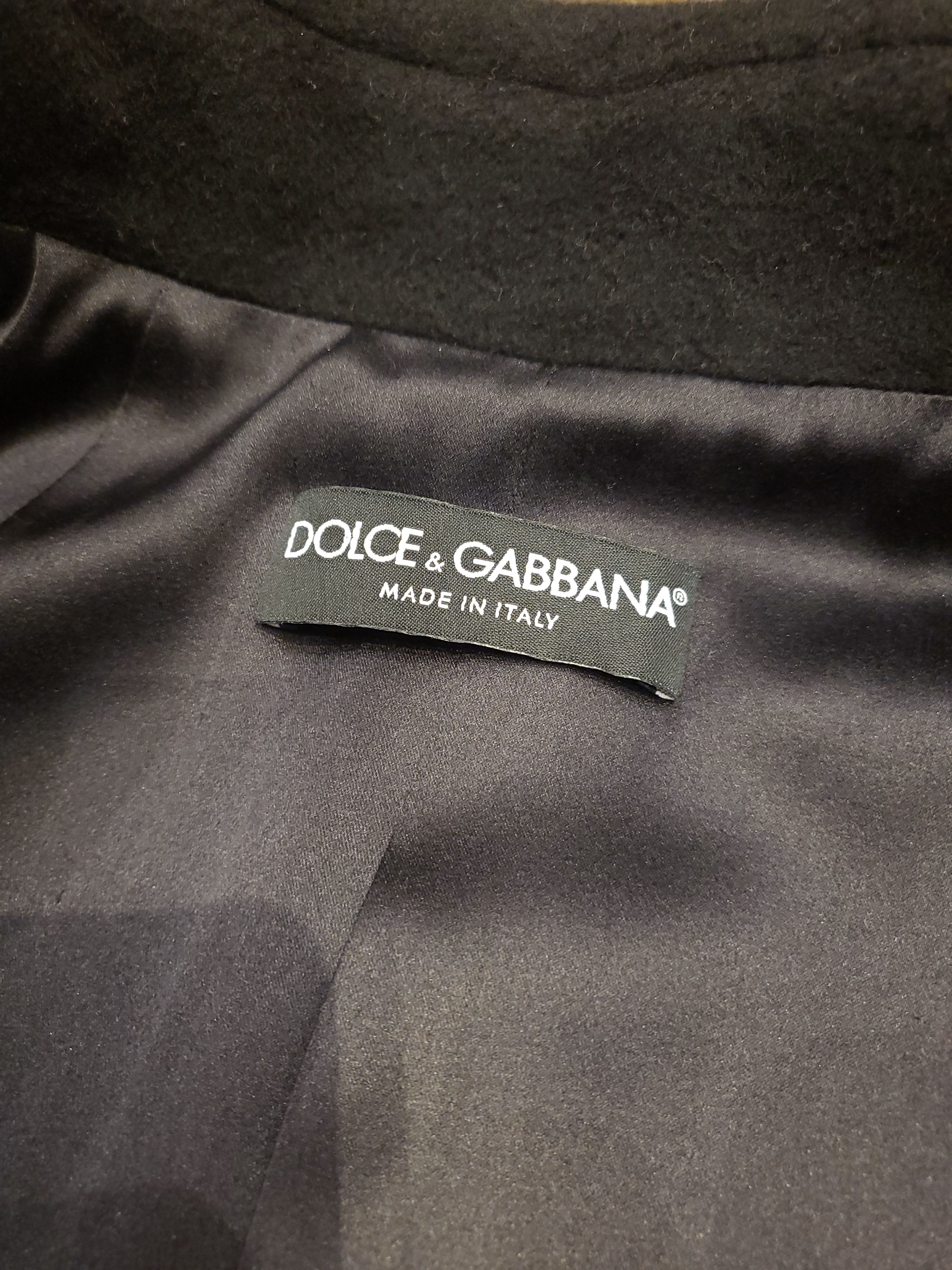 Preowned Dolce  Gabbana Black Double Breasted Wool Coat Size M