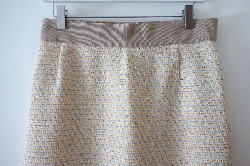 Preowned Max mara Sequin Embellished Wool Skirt Size M Beige/Nude cotton