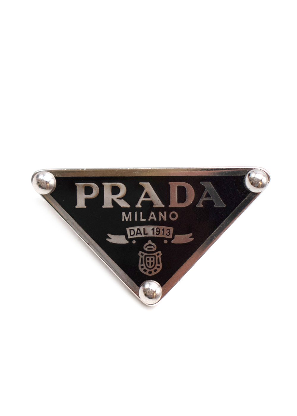 Prada Sterling silver  enamel triangle clip earring Silver and black