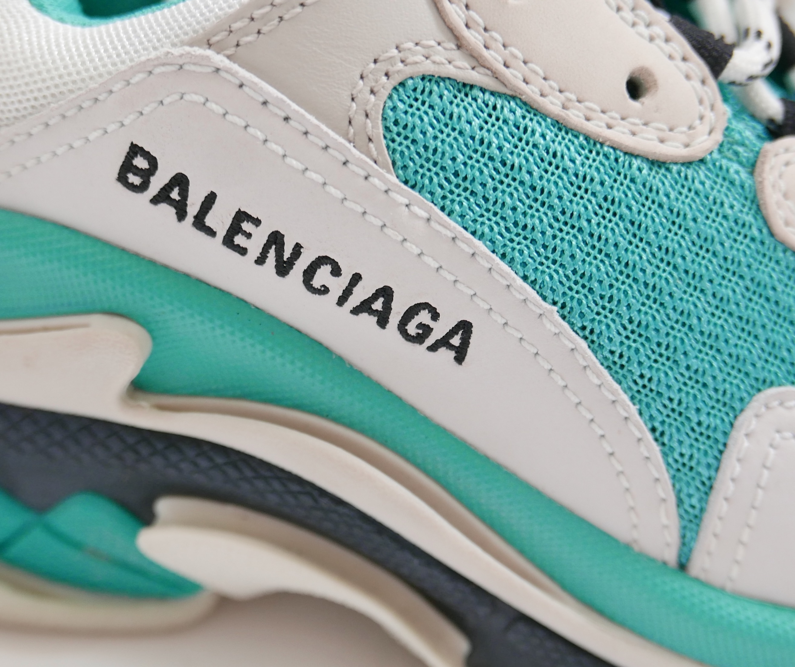 Preowned Balenciaga Turquoise Triple S Sneakers Size 36 Turquoise Grey mixed