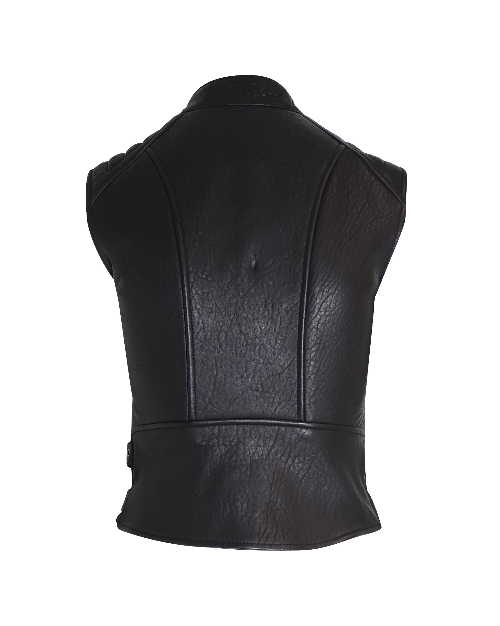 Preowned Celine Black Leather Sleeveless Cropped Biker Gilet Size XS